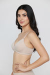 Zivame Bare Melange Padded Non Wired 3/4th Coverage Tshirt Bra - Ash Melange — thumbnail 3